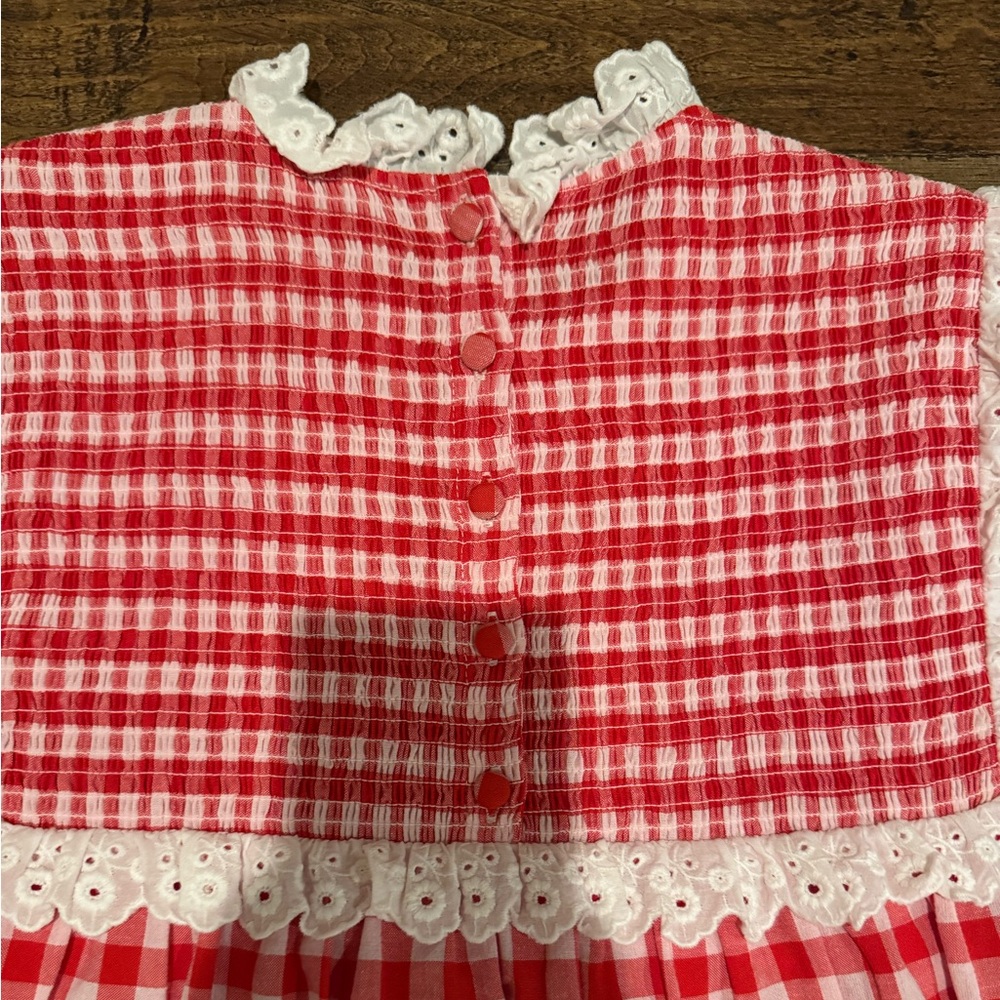 Hunter Bell Gingham Long Sleeve Dress with Lace Trim - Picture 4 of 5